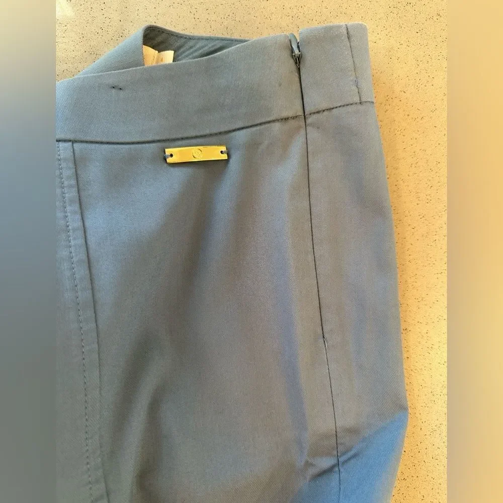 Tory Burch Women's Blue Slit Hem Cotton Blend Pants size 4